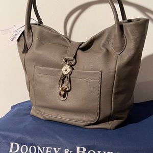 NWT Dooney & Bourke Logo Lock Tote-Taupe Leather